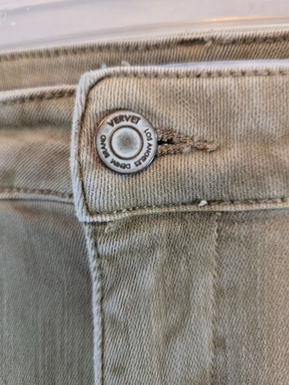 COTTON BLEND BOOTCUT JEANS VERVET BRAND TAN DISTRESSED SIZE 30 - Picture 5 of 11